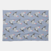 Fun Wyandotte Kippenhoen Waterverf Blauw Theedoek (Horizontaal)