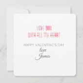 Fun XO in Reds, Valentijnsdag Feestdagenkaart (Achterkant)