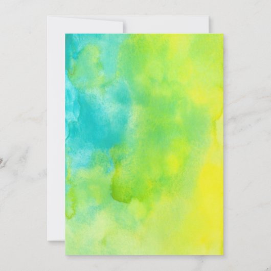 Fun Yellow and Blue Waterverf Abstracte verjaardag Kaart (Achterkant)