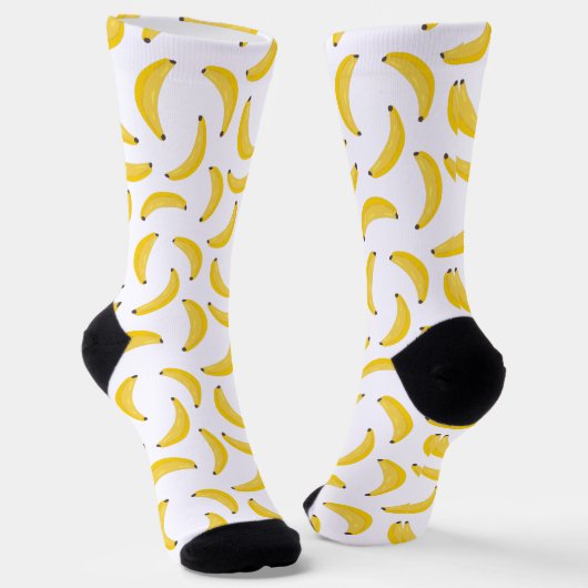 Fun Yellow Banana Illustration Pattern Socks Sokken (Gebogen)