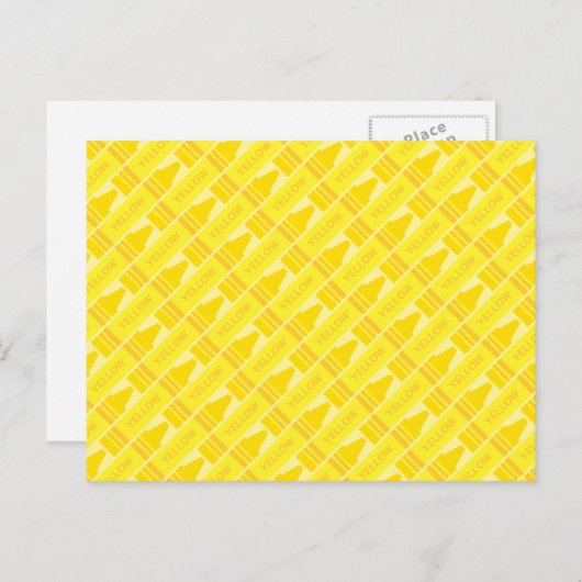 Fun Yellow Crayon Pattern Briefkaart (Voorkant / Achterkant)