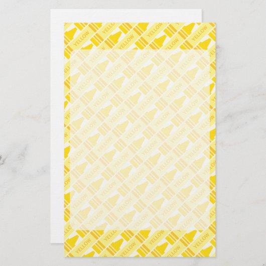 Fun Yellow Crayon Pattern Briefpapier (Voorkant / Achterkant)