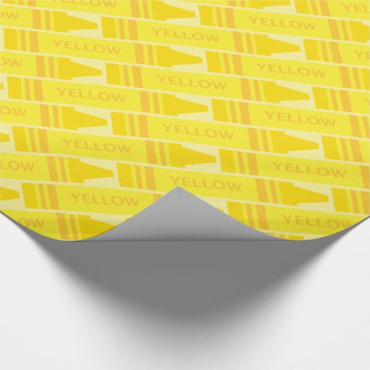 Fun Yellow Crayon Pattern Cadeaupapier (Hoek)