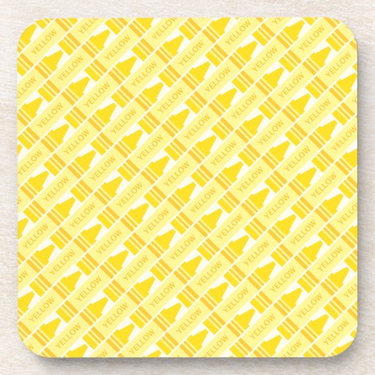 Fun Yellow Crayon Pattern Drankjes Onderzetter (Voorkant)