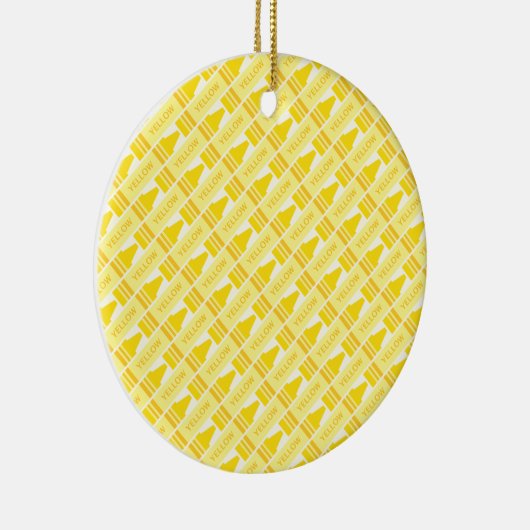 Fun Yellow Crayon Pattern Keramisch Ornament (Rechts)