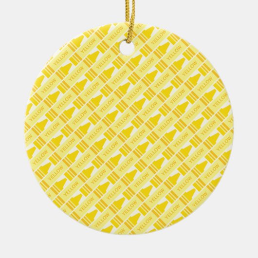 Fun Yellow Crayon Pattern Keramisch Ornament (Voorkant)