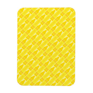 Fun Yellow Crayon Pattern Magneet