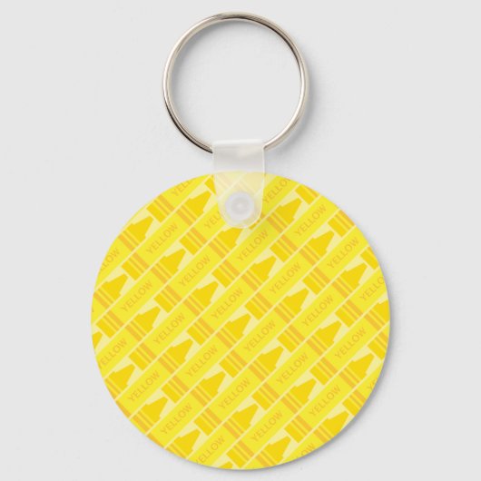Fun Yellow Crayon Pattern Sleutelhanger (Voorkant)