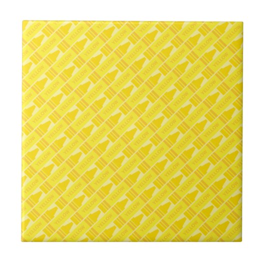 Fun Yellow Crayon Pattern Tegeltje (Voorkant)