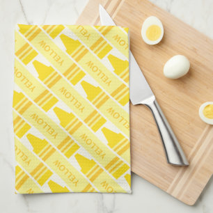 Fun Yellow Crayon Pattern Theedoek