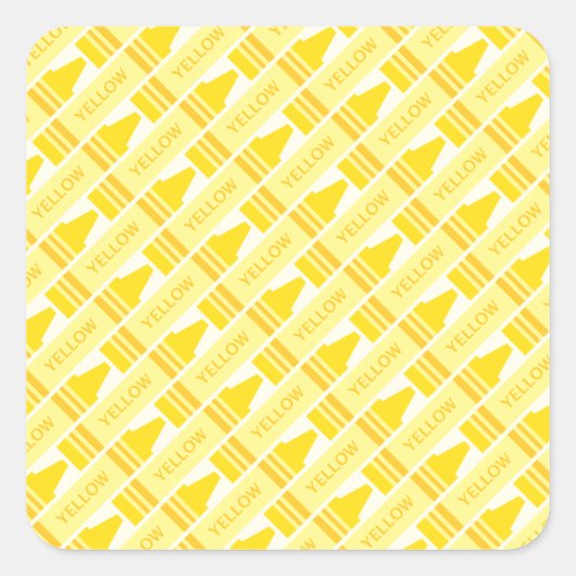 Fun Yellow Crayon Pattern Vierkante Sticker (Voorkant)