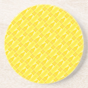 Fun Yellow Crayon Pattern Zandsteen Onderzetter