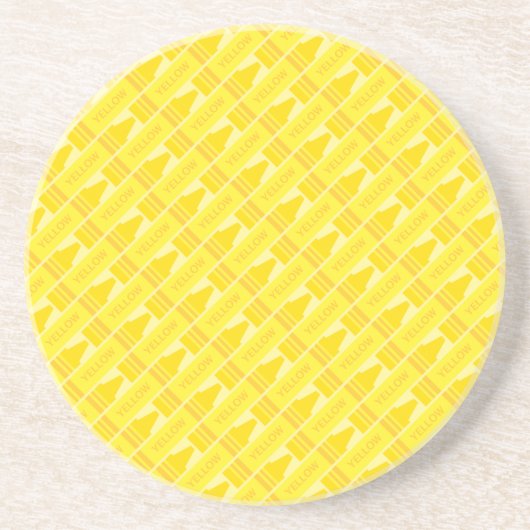 Fun Yellow Crayon Pattern Zandsteen Onderzetter (Voorkant)