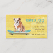 Fun Yellow Dog Walker Visitekaartje (Voorkant)