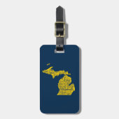 Fun Yellow en Navy Blue State of Michigan steden Bagagelabel (Voorkant verticaal)