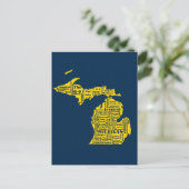 Fun Yellow en Navy Blue State of Michigan steden Briefkaart (Staand voorkant)