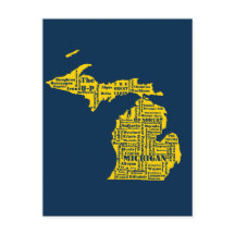 Fun Yellow en Navy Blue State of Michigan steden