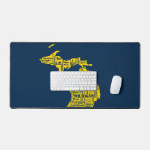 Fun Yellow en Navy Blue State of Michigan steden Bureaumat (Keyboard & Muis)