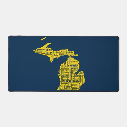 Fun Yellow en Navy Blue State of Michigan steden Bureaumat (Voorkant)