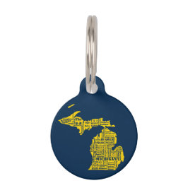 Fun Yellow en Navy Blue State of Michigan steden Huisdierpenning
