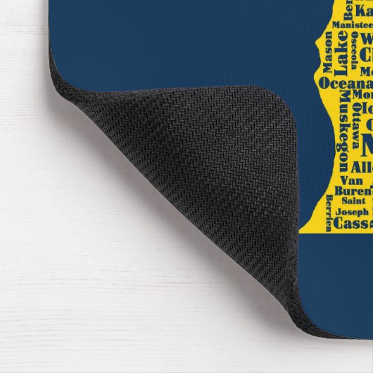 Fun Yellow en Navy Blue State of Michigan steden Muismat (Hoek)