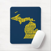 Fun Yellow en Navy Blue State of Michigan steden Muismat (Met muis)