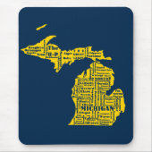 Fun Yellow en Navy Blue State of Michigan steden Muismat (Voorkant)