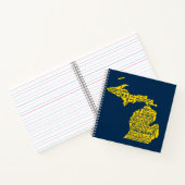 Fun Yellow en Navy Blue State of Michigan steden Notitieboek (Binnen)