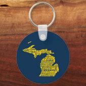 Fun Yellow en Navy Blue State of Michigan steden Sleutelhanger (Achterkant)