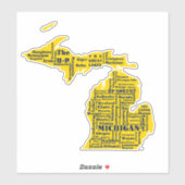 Fun Yellow en Navy Blue State of Michigan steden Sticker (Vel)