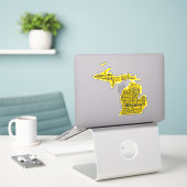 Fun Yellow en Navy Blue State of Michigan steden Sticker (Laptop op bureau)
