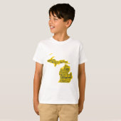 Fun Yellow en Navy Blue State of Michigan steden T-shirt (Voorkant volledig)