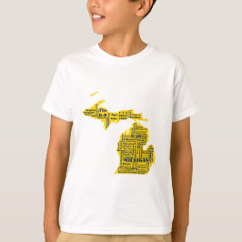 Fun Yellow en Navy Blue State of Michigan steden T-shirt