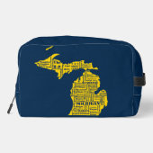 Fun Yellow en Navy Blue State of Michigan steden Toilettasje (Achterkant)