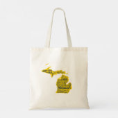 Fun Yellow en Navy Blue State of Michigan steden Tote Bag (Achterkant)