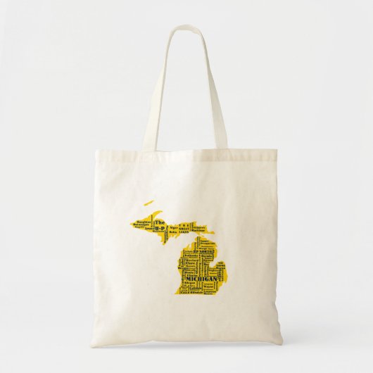 Fun Yellow en Navy Blue State of Michigan steden Tote Bag (Voorkant)