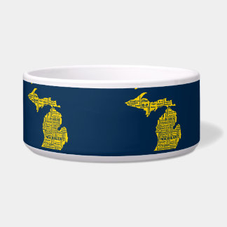 Fun Yellow en Navy Blue State of Michigan steden Voerbakje