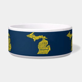 Fun Yellow en Navy Blue State of Michigan steden Voerbakje