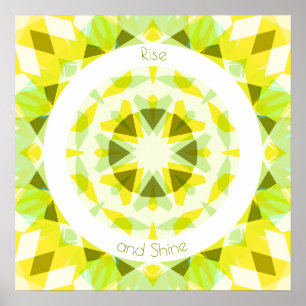 Fun Yellow Green Rise en Shine Star Motivatie Poster