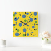 Fun Yellow, groen en blauw-gebottste wandklok (Huis)