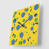 Fun Yellow, groen en blauw-gebottste wandklok (Hoek)