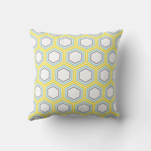 Fun Yellow Honeycomb Pattern Monogram Kussen (Achterkant)