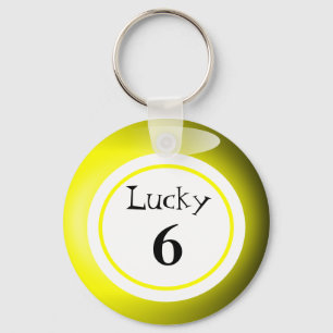 Fun Yellow Lucky Number Bingo Ball Theme Sleutelhanger