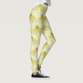 Fun Yellow Octopus Swimming Patroon Leggings