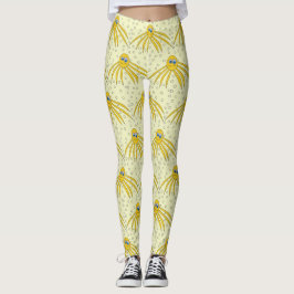 Fun Yellow Octopus Swimming Patroon Leggings