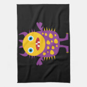 Fun Yellow Paars Monster Creature Gifts for Kids Theedoek (Verticaal)