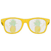 Fun Yellow Pineapple Glitter Retro Zonnebril (Voorkant)