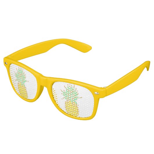 Fun Yellow Pineapple Glitter Retro Zonnebril (Gekanteld)