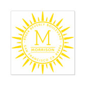 Fun Yellow Sun | Teruggaveadres van aangepast mono Zelfinktende Stempel (Design)