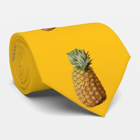 Fun Yellow Tropical Fruit Pineapple Stropdas (Opgerold)